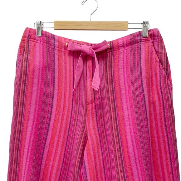 NWT Sundance Hana Stripe Pink Wide Leg Pants Size PM Medium Petite Boho Beachy - Picture 5 of 15